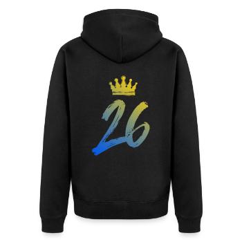 26 Number crown - Unisex Premium Organic Zip Hoodie - black - Back - Nico (187cm)