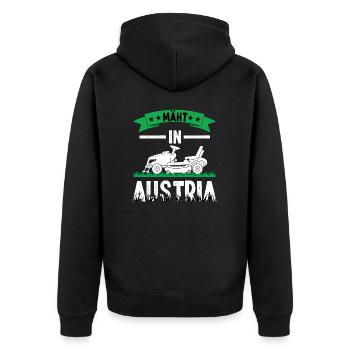 Mäht in Austria Herzschlag Rasenmähen Garten - Unisex Premium Bio Zip Hoodie - Schwarz - Hinten - Nico (187cm)