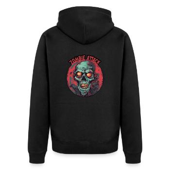 Zombie / Apocalypse / Undead / Horror / Virus / Logo - Unisex Premium Organic Zip Hoodie - black - Back - Nico (187cm)
