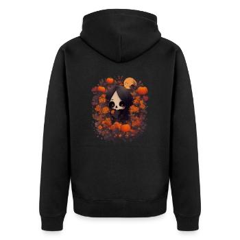 Fille effrayante Halloween - Veste à capuche bio Premium Unisexe - noir - Dos - Nico (187cm)