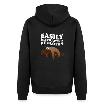 Easily Distracted By Sloths Sloth Lounging - Unisex Premium Organic Zip Hoodie - black - Back - Nico (187cm)