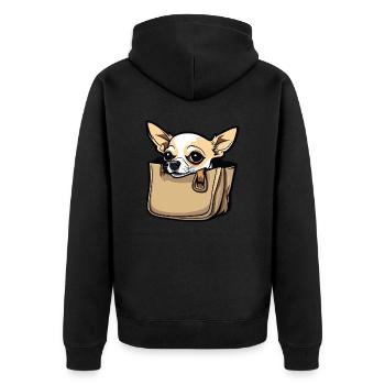 Chihuahua / small dog / animal / tiny / breed - Unisex Premium Organic Zip Hoodie - black - Back - Nico (187cm)
