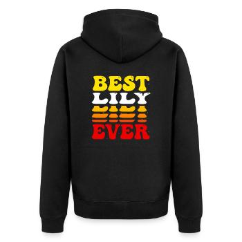 Süße Beste Lilie aller Zeiten - Groovy Vintage Custom Lily - Unisex Premium Bio Zip Hoodie - Schwarz - Hinten - Nico (187cm)