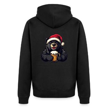 Bear Christmas Beer - Unisex Premium Organic Zip Hoodie - black - Back - Nico (187cm)