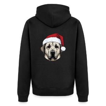 Kangal Hund Kopf Weihnachten Portät - Unisex Premium Bio Zip Hoodie - Schwarz - Hinten - Nico (187cm)