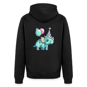 Dinosaure tricératops Bande dessinée d’anniversaire - Veste à capuche bio Premium Unisexe - noir - Dos - Nico (187cm)
