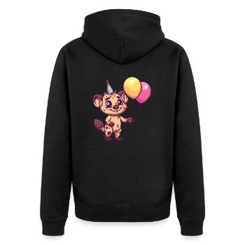 Hyène Anniversaire Bande Dessinée Mignon - Veste à capuche bio Premium Unisexe - noir - Dos - Nico (187cm)