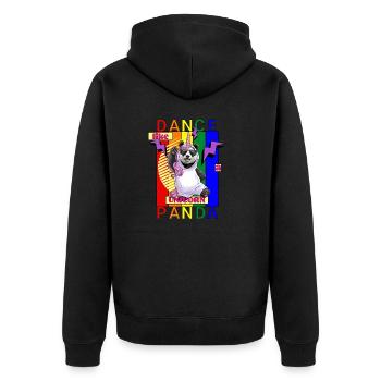 "Dance like a Unicorn Panda" - Unisex Premium Bio Zip Hoodie - Schwarz - Hinten - Nico (187cm)