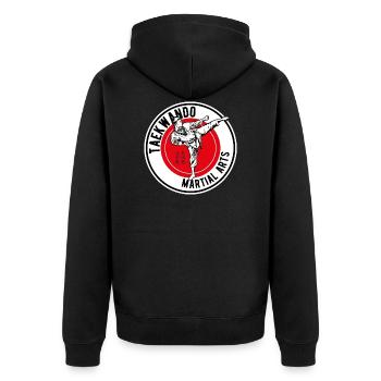 taekwando - Unisex Premium Organic Zip Hoodie - black - Back - Nico (187cm)