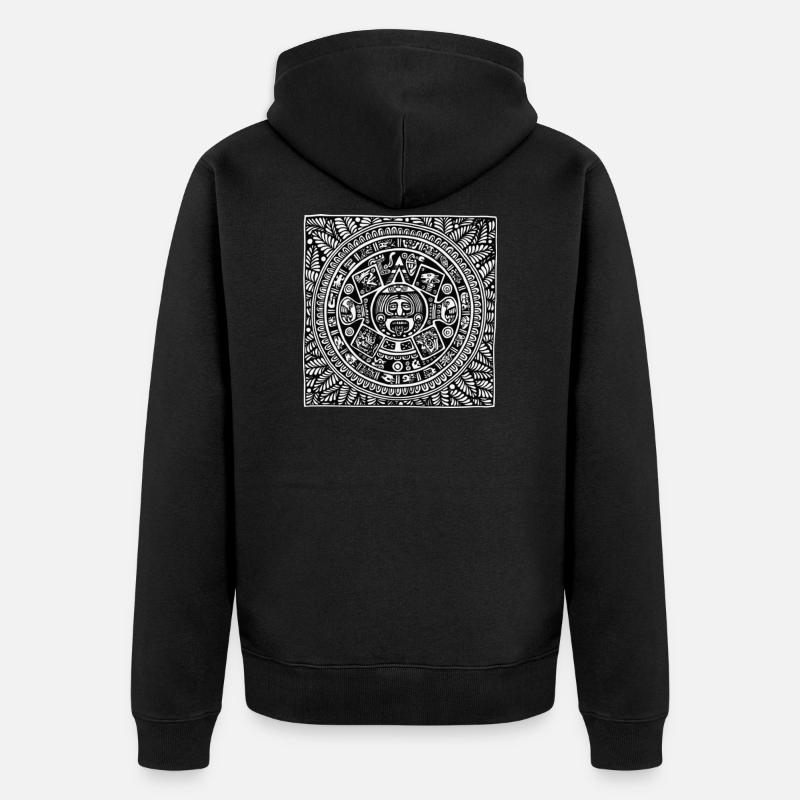 Calendrier Maya Zentangle - Veste à capuche bio Premium Unisexe - noir