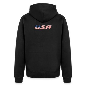 États Unis - Veste à capuche bio Premium Unisexe - noir - Dos - Nico (187cm)