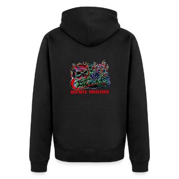 DEVIL - Unisex Premium Bio Zip Hoodie - Schwarz - Hinten - Nico (187cm)