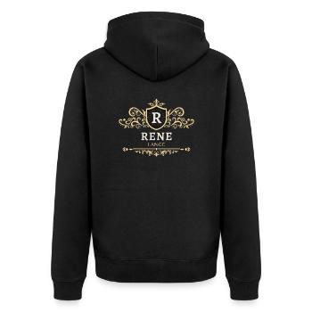 Rene - Unisex Premium Bio Zip Hoodie - Schwarz - Hinten - Nico (187cm)