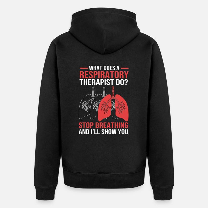 Atmung Atmen Sauerstoff - Unisex Premium Bio Zip Hoodie - Schwarz