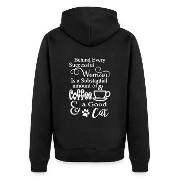 Love Coffee And Cat - Unisex Premium Organic Zip Hoodie - black - Back - Nico (187cm)