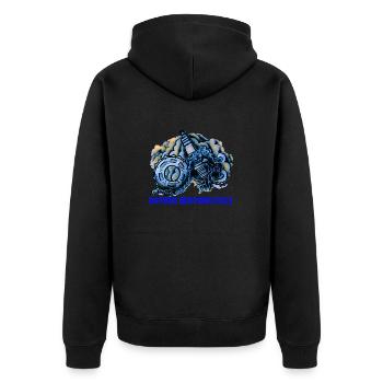 BIKER - Unisex Premium Bio Zip Hoodie - Schwarz - Hinten - Nico (187cm)