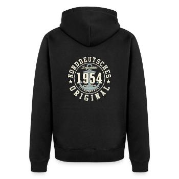 70. Geburtstag Norddeutsches Original geboren 1954 - Unisex Premium Bio Zip Hoodie - Schwarz - Hinten - Nico (187cm)
