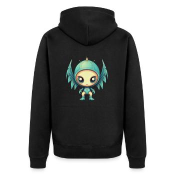 alien Engel Flügel Cyborg - Futuristisches Design - Unisex Premium Bio Zip Hoodie - Schwarz - Hinten - Nico (187cm)