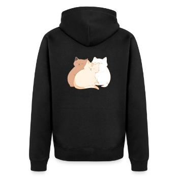 Chilling Cats - Unisex Premium Bio Zip Hoodie - Schwarz - Hinten - Nico (187cm)