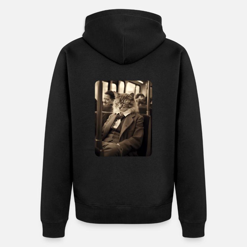 M. Whiskers à la recherche d’un peu de détente - Veste à capuche bio Premium Unisexe - noir