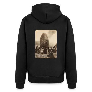 praise the egg monolith - Unisex Premium Organic Zip Hoodie - black - Back - Nico (187cm)
