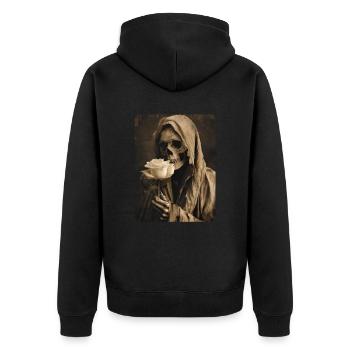 La mort à la rose blanche - Veste à capuche bio Premium Unisexe - noir - Dos - Nico (187cm)
