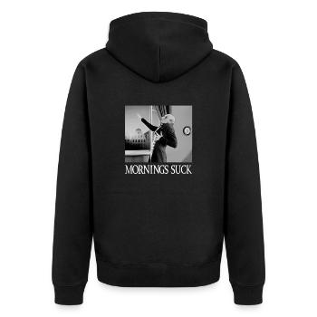 Matins Suce Drôle Halloween Vampire Jeu de mots Graphique - Veste à capuche bio Premium Unisexe - noir - Dos - Nico (187cm)