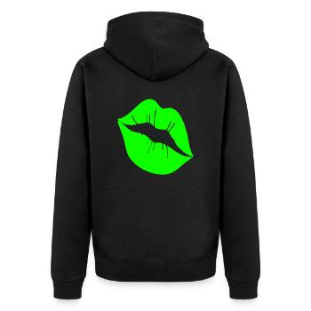 Mund Kuss Kussmund - Unisex Premium Bio Zip Hoodie - Schwarz - Hinten - Nico (187cm)