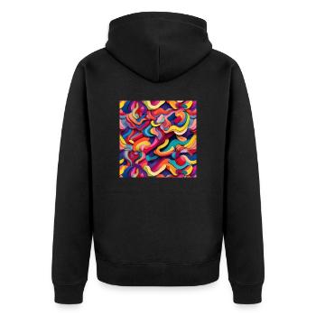 Farbenfroh - Unisex Premium Bio Zip Hoodie - Schwarz - Hinten - Nico (187cm)