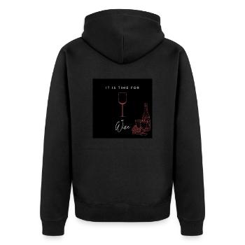 Time for Wine! - Unisex Premium Bio Zip Hoodie - Schwarz - Hinten - Nico (187cm)
