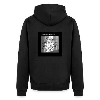 Being happy never goes out of style - Veste à capuche bio Premium Unisexe - noir - Dos - Nico (187cm)