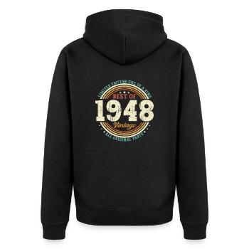 Vintage 1948 Vintage Retro 75 Cadeau d’anniversaire - Veste à capuche bio Premium Unisexe - noir - Dos - Nico (187cm)