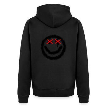 Smilie with XX - Unisex Premium Organic Zip Hoodie - black - Back - Nico (187cm)