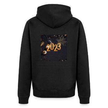 2023 Jascha Gräfe 1 - Unisex Premium Bio Zip Hoodie - Schwarz - Hinten - Nico (187cm)