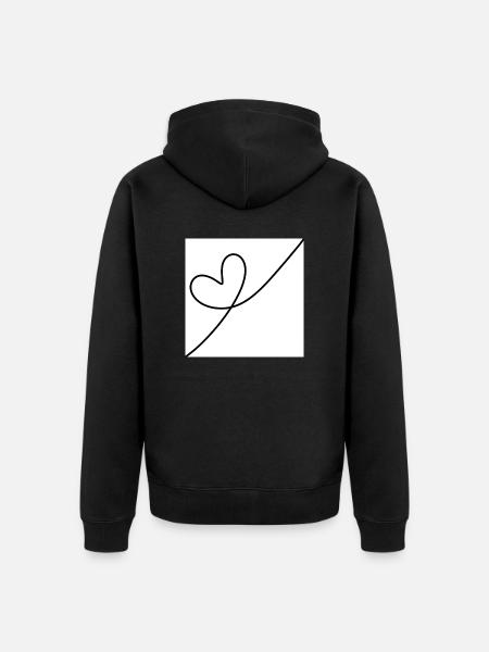 Heart Black on White - Unisex Premium Organic Zip Hoodie - black