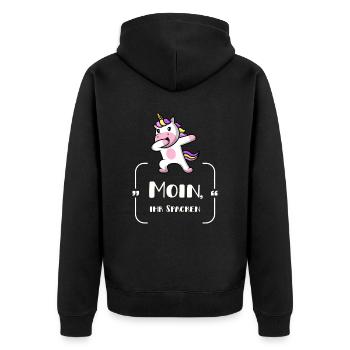 EINHORN Moin ihr Spacken dubbing unicorn - Unisex Premium Bio Zip Hoodie - Schwarz - Hinten - Nico (187cm)