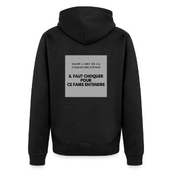 L art de la communication - Veste à capuche bio Premium Unisexe - noir - Dos - Nico (187cm)