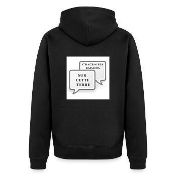 Chacun ses Raisons Sur cette Terre - Veste à capuche bio Premium Unisexe - noir - Dos - Nico (187cm)
