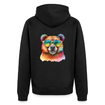 Ours cool coloré avec des lunettes de soleil - Veste à capuche bio Premium Unisexe - noir - Dos - Nico (187cm)