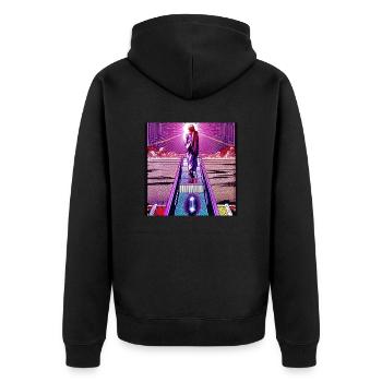 Die Heilige - Unisex Premium Bio Zip Hoodie - Schwarz - Hinten - Nico (187cm)