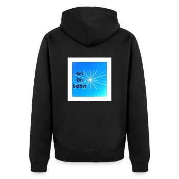 Sei Du Selbst - Unisex Premium Bio Zip Hoodie - Schwarz - Hinten - Nico (187cm)