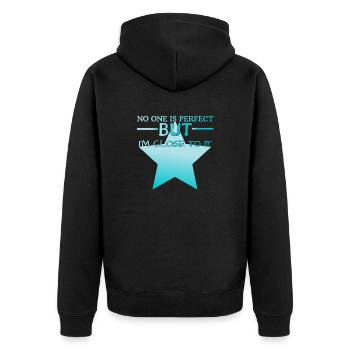 Self confidence - Unisex Premium Organic Zip Hoodie - black - Back - Nico (187cm)