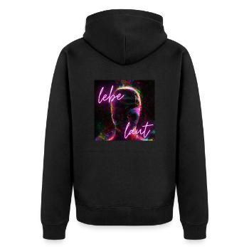 Lebe laut - Unisex Premium Bio Zip Hoodie - Schwarz - Hinten - Nico (187cm)