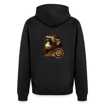 Zeitreisender - Unisex Premium Bio Zip Hoodie - Schwarz - Hinten - Nico (187cm)