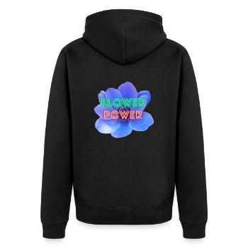 Flower Power - Unisex Premium Bio Zip Hoodie - Schwarz - Hinten - Nico (187cm)