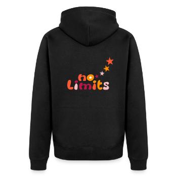 No limits in yellow, orange, red - Unisex Premium Organic Zip Hoodie - black - Back - Nico (187cm)