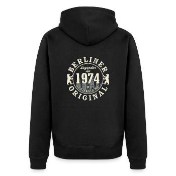 50. Geburtstag 2024 Berliner Original Geschenk - Unisex Premium Bio Zip Hoodie - Schwarz - Hinten - Nico (187cm)