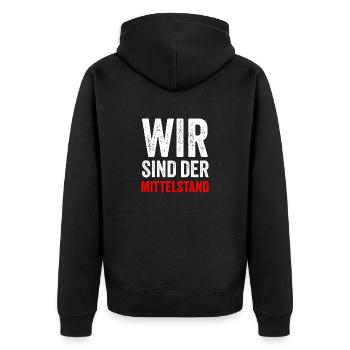 WIR SIND DER MITTELSTAND - Unisex Premium Bio Zip Hoodie - Schwarz - Hinten - Nico (187cm)
