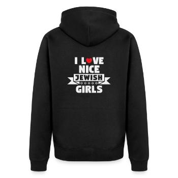 I love nice jewish girls - Unisex Premium Organic Zip Hoodie - black - Back - Nico (187cm)