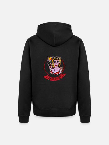 FILLE DE PLAGE CHAUDE - Veste à capuche bio Premium Unisexe - noir